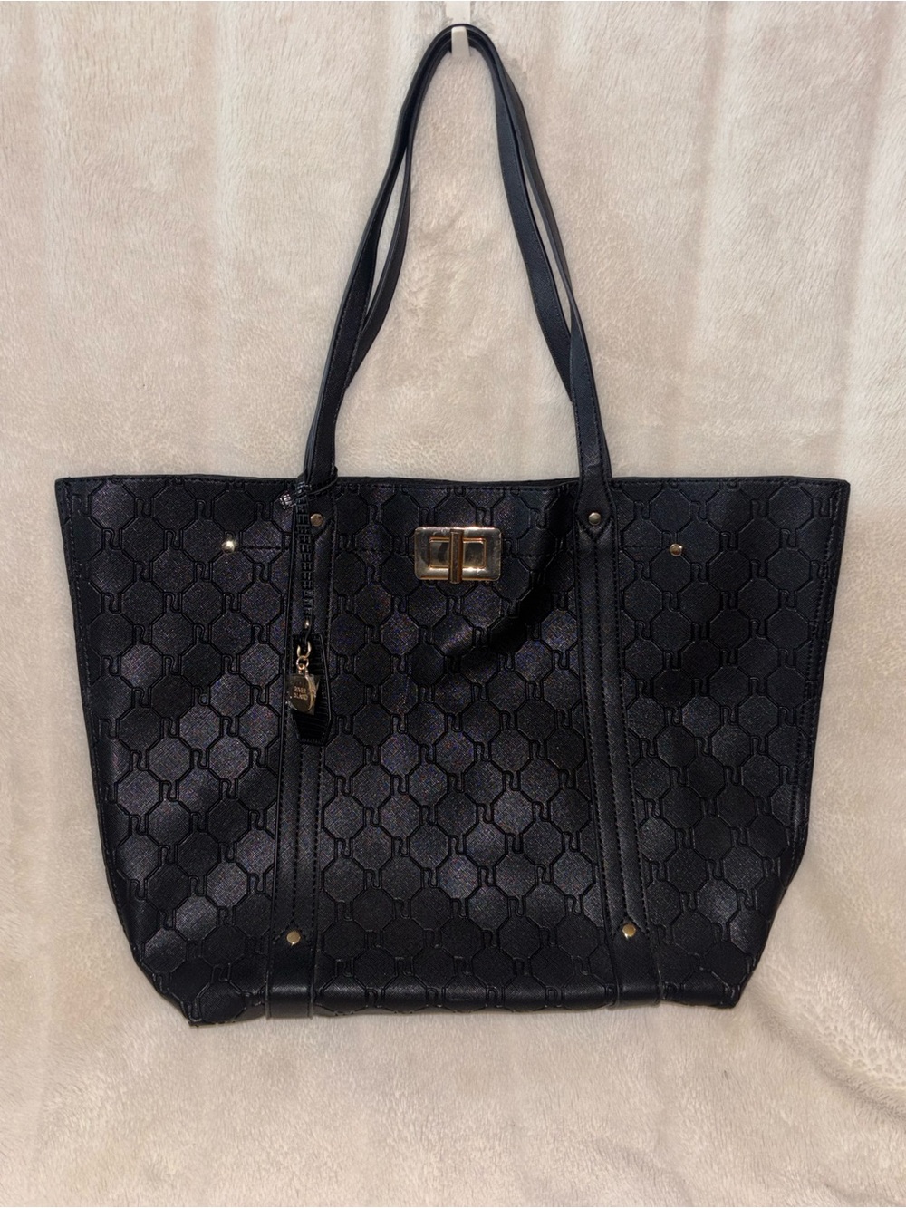 NWOT River Island Black Quilted-Pattern Tote New, Never used